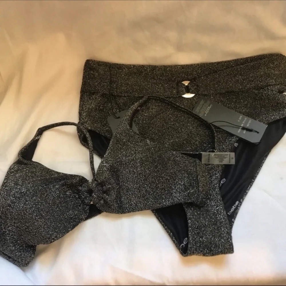 Bebe bikini swimsuit metallic shimmer NWT